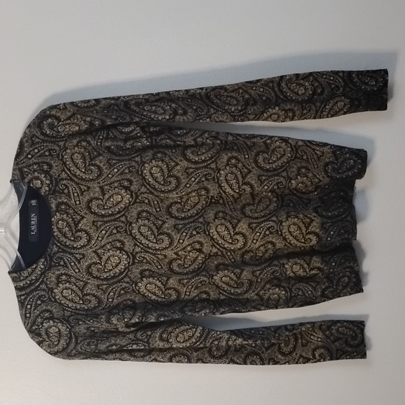 Lauren Ralph Lauren Gold Paisley Dressy Classic Elegance Woman's Sweater Top - Picture 1 of 13